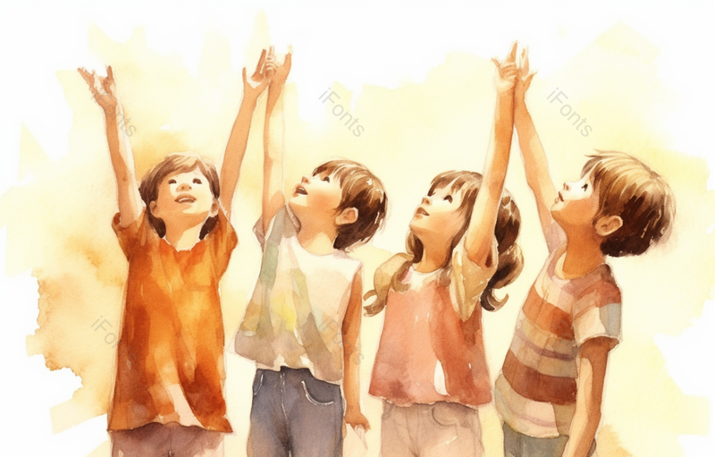 阳光下的孩子手绘背景,插画/手绘图,插画/手绘图库,插画/手绘图下载,插画/手绘